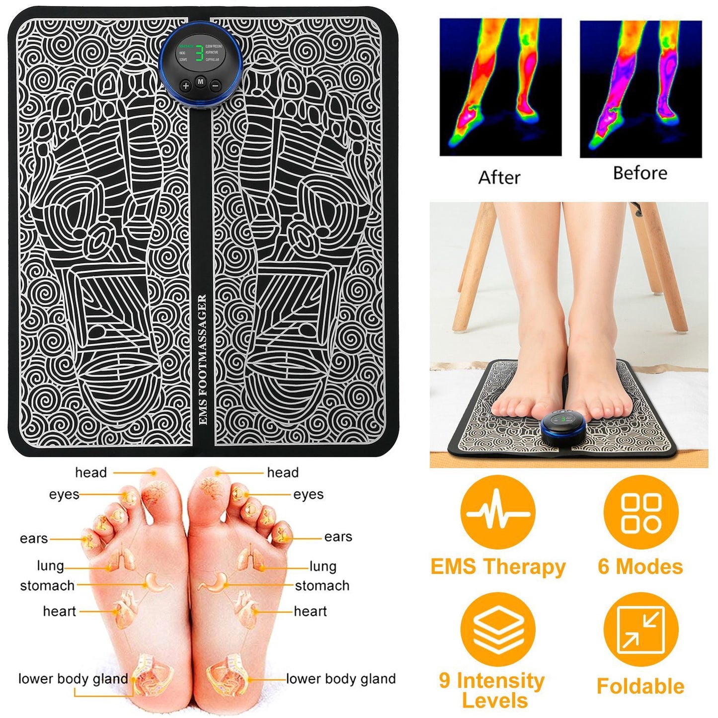 Voetmassagepad Elektrische stimulatormassager