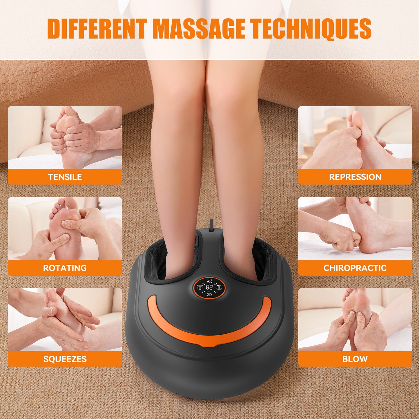 Multifunctionele voetmassager met afstandsbediening